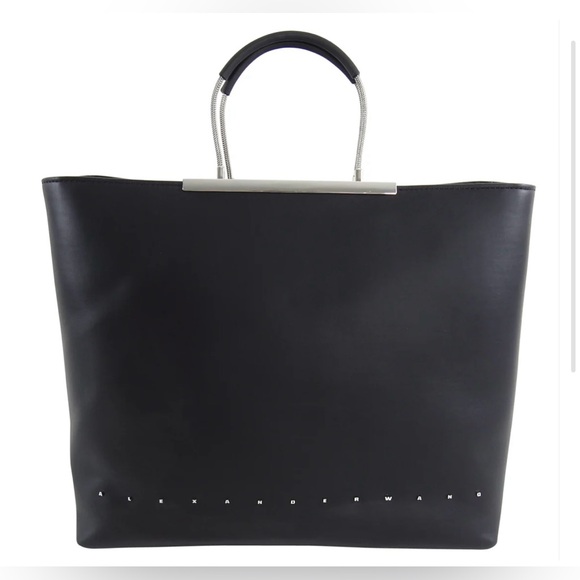 Alexander Wang Black Zip Top Logo Letters Dime Tote Bag - Picture 7 of 13